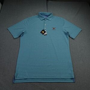johnnie-O Polo Shirt Mens Medium Blue Striped Newton Texas Longhorns Golf‎ Club
